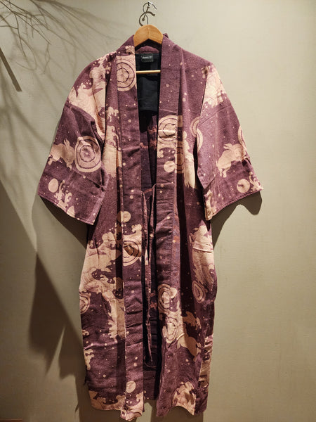 Purple Bunny Waves Long Monk Kimono