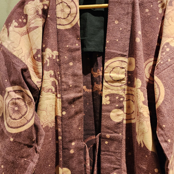 Purple Bunny Waves Long Monk Kimono