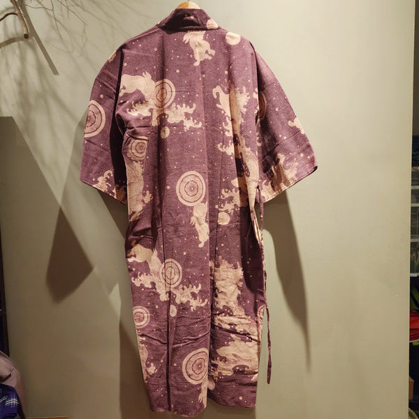 Purple Bunny Waves Long Monk Kimono
