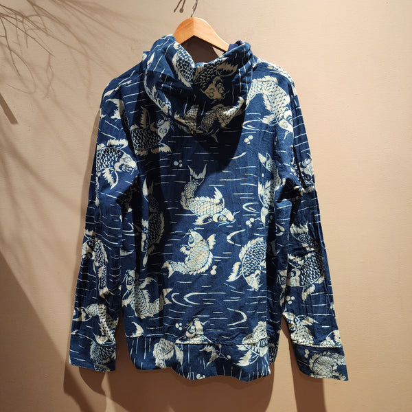 Indigo Big Koi Pullover Hoodies