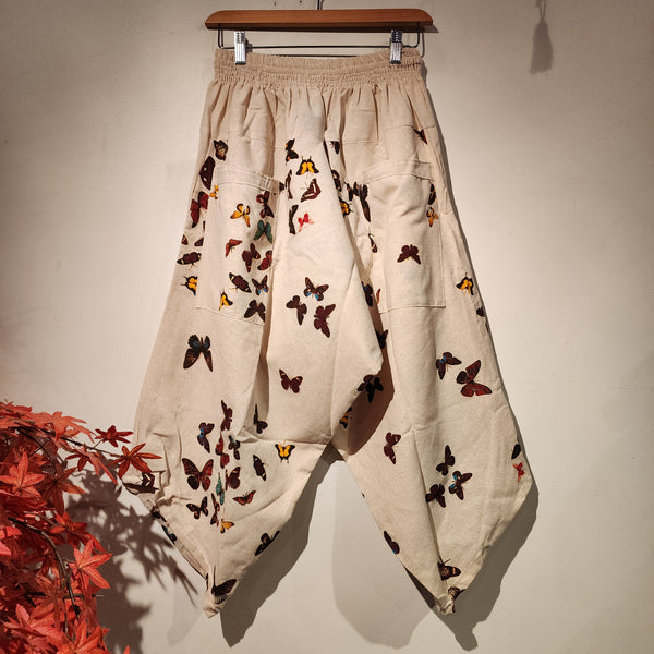 Butterfly Natural Elastic Waist Samurai Pants