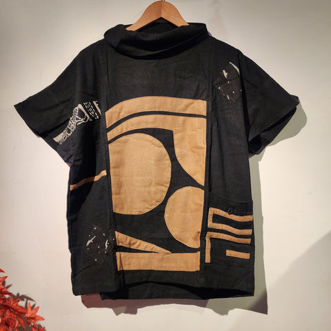 Black Samurai Kamon Patchwork Top