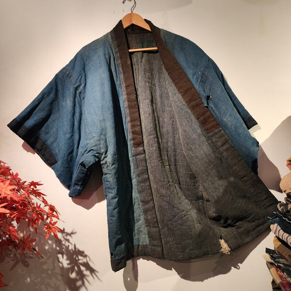 Vintage Indigo Boro Reversible Winter Padded Thick Peasant's Noragi