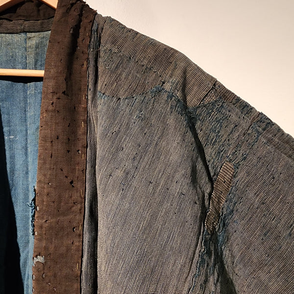Vintage Indigo Boro Reversible Winter Padded Thick Peasant's Noragi