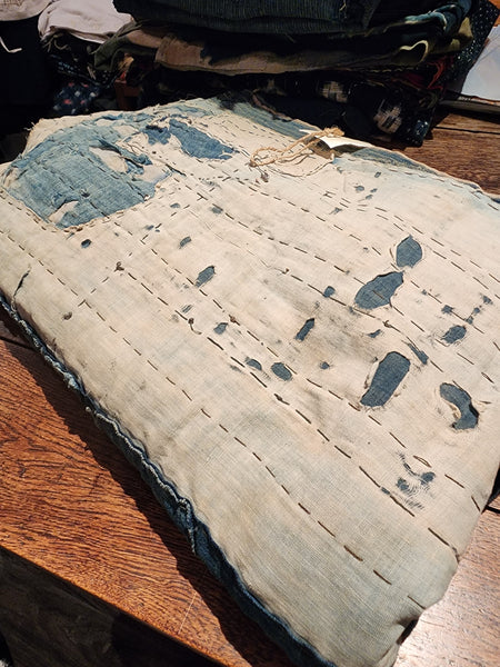 Vintage Japanese Boro Indigo Patchwork Fabric 174 x 123cm 1.16kg