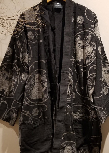 XXL Neko Cat Black Noragi Kimono