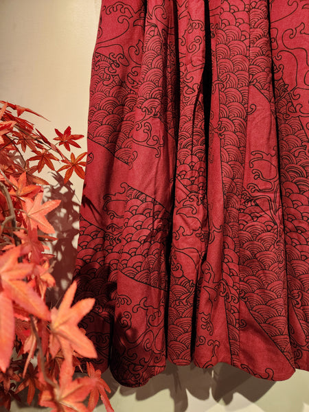 Red Mahogany Two Waves 8 Panel Long Skirt