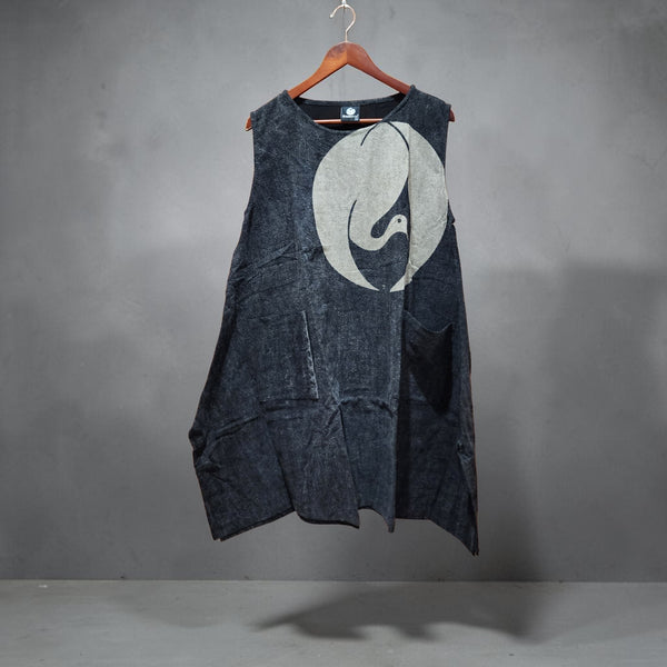 Black Stonewash Crane Kamon Tank Top dress