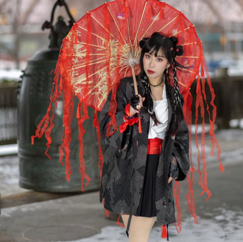 Black Bunny Waves Kimono