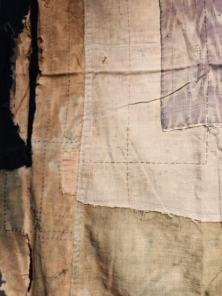 Boro Faded Japanese Patchwork Kamon Tsutsugaki Furoshiki 160 x 170cm