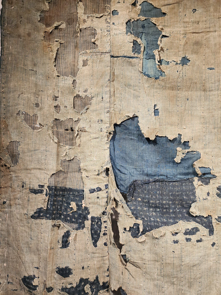 Antique Rustic Boro Japanese Indigo Sashiko Patchwork Futon Skin 155 x 125cm