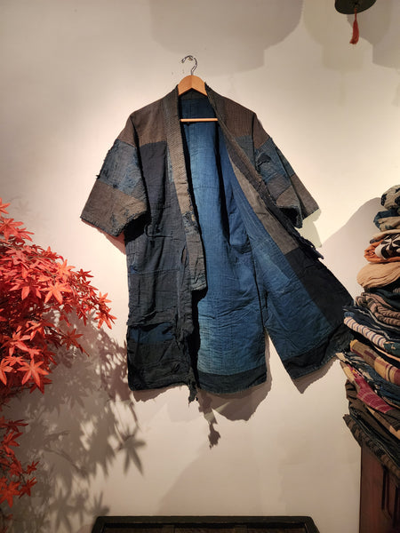 1930s Antique Indigo Boro Sashiko Tattered Patchwork Noragi Stray Clothes