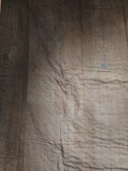 Vintage Indigo Shima Boro Sashiko Thick Rug Carpet 152 x 132cm 2.1kg