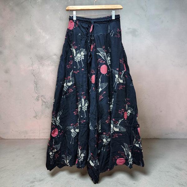 Black Crane Sun Saloo 8 Panel Long Skirt with pockets