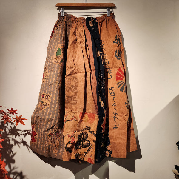 Retro Kakishibu Dyed Tenugui Long skirt