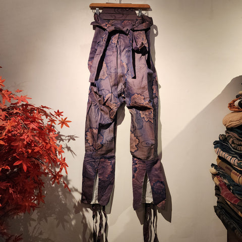 Vintage Tattsuke Purple Flower Hakama Pants L110cm
