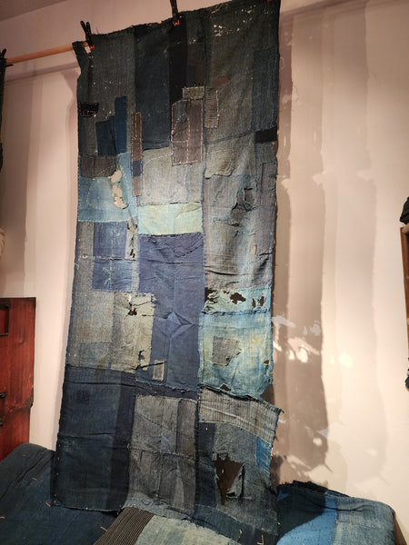 Vintage Boro Patchwork Japanese Indigo Sashiko Futon Cover 92 x 206cm