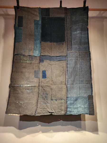 Vintage Japanese Katazome Indigo Patchwork Sashiko Futon Cover 88 x 120cm