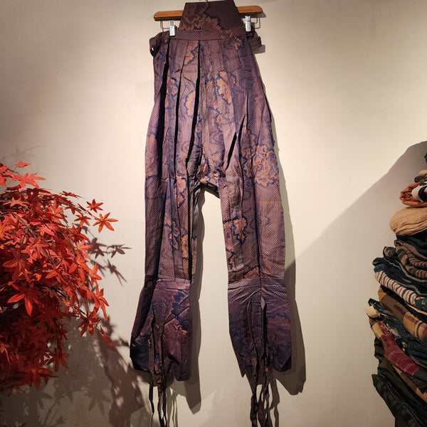 Vintage Tattsuke Purple Flower Hakama Pants L110cm