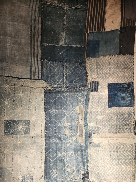 Vintage Japanese Katazome Indigo Patchwork Sashiko Futon Cover 88 x 120cm