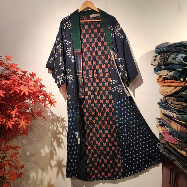 Vintage Japanese Indigo ikat Shibori Patchwork Noragi