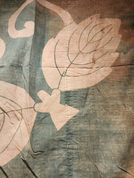 Boro Faded Japanese Patchwork Kamon Tsutsugaki Furoshiki 160 x 170cm