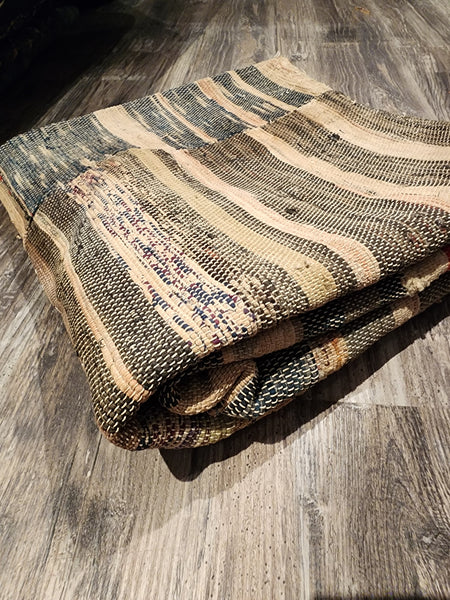 Vintage Japanese Sakiori Indigo Rug 155 x 165cm 2.3kg