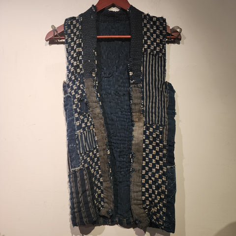 Vintage Japanese Indigo Boro Patchwork Sashiko Vest