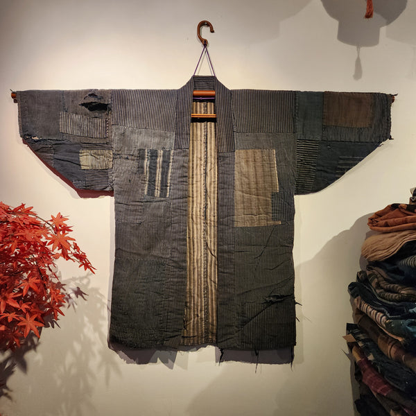 Vintage Japanese Indigo ikat Shibori Patchwork Noragi