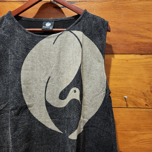 Black Stonewash Crane Kamon Tank Top dress