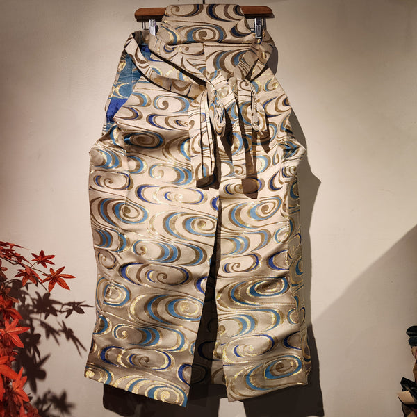 Vintage Blue Waves Hakama Pants L87cm