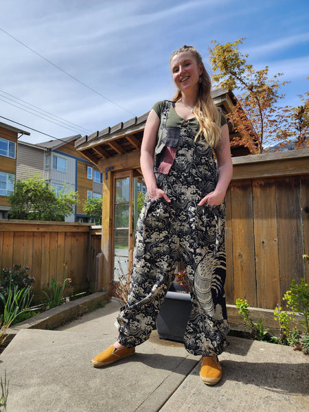Ronin Waves Lobster Kamon Patchwork Overall Jumpsuit