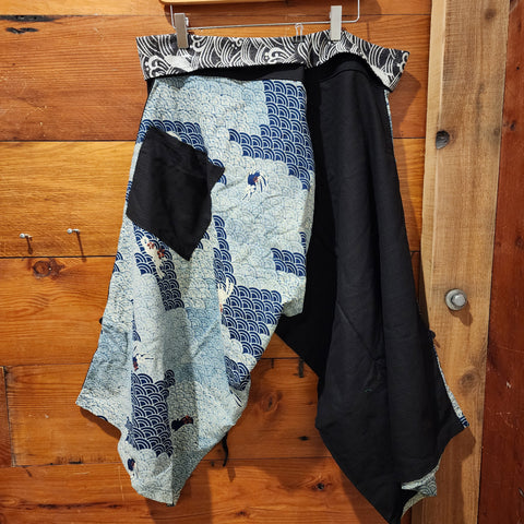Indigo Bunny Waves Samurai Pants waist tied