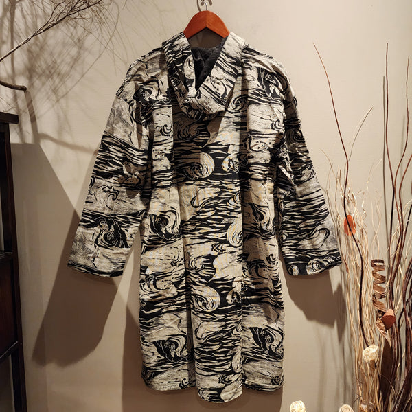 Black New Waves Button Up Hoodies jacket