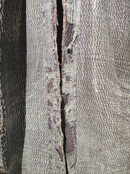 1900s Meiji Era Antique Boro Indigo Sashiko Long Noragi from Sado Island