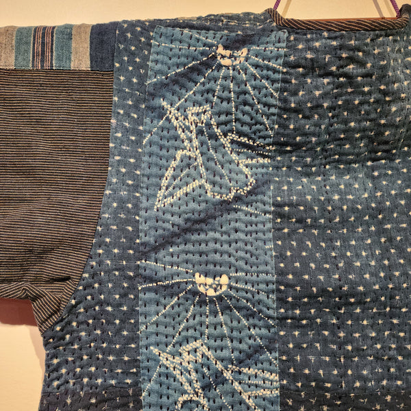 Vintage Japanese Indigo Sashiko Kasuri Patchwork Top