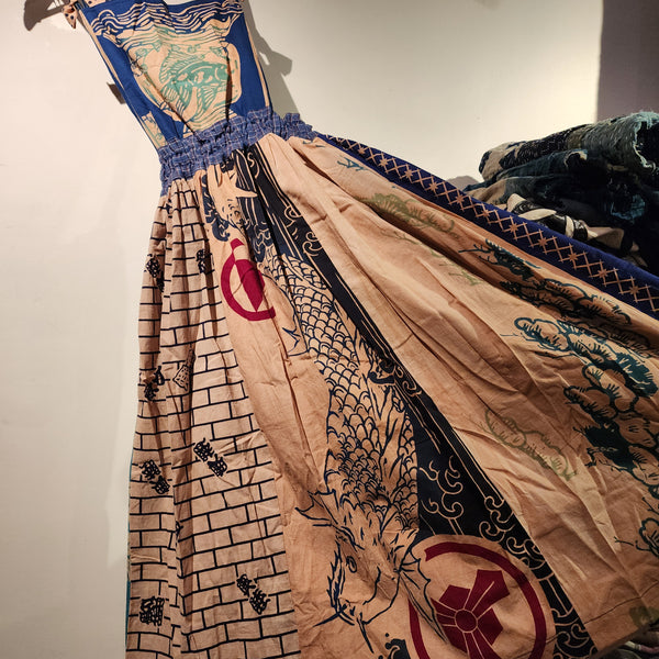 Retro Kakishibu Dyed Tenugui Long Dress