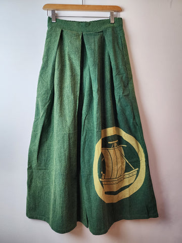 Sailboat Kamon Green Stonewash Hakama Pants