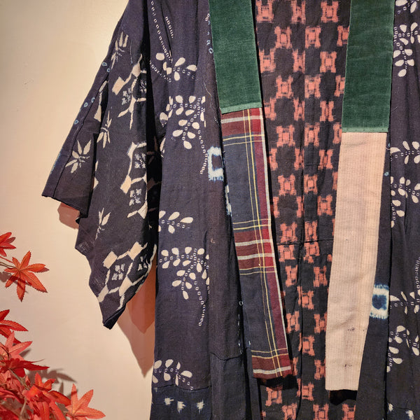 Vintage Japanese Indigo ikat Shibori Patchwork Noragi
