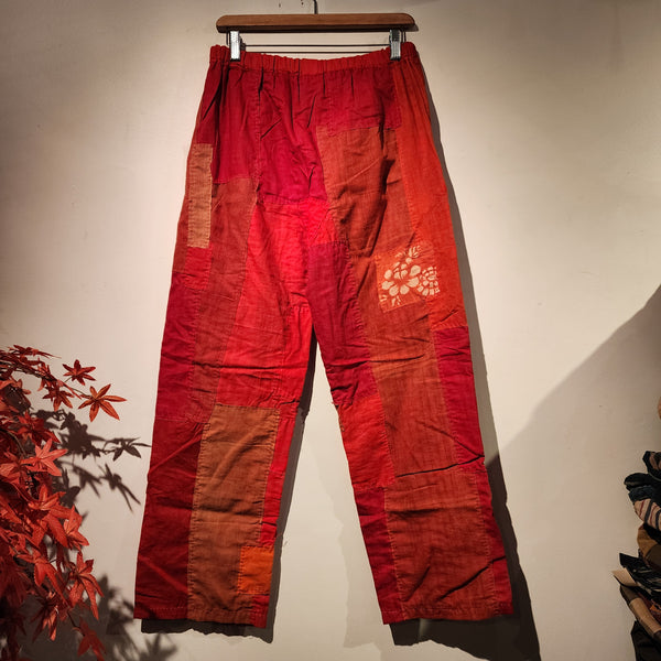 Retro Boro Sashiko Patchwork Safflower Monpe Pants