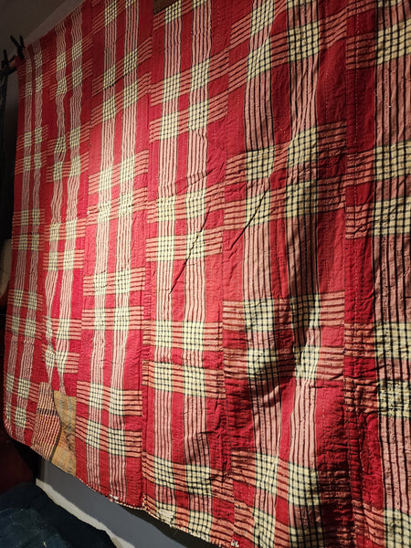 Vintage Boro Patchwork Sashiko Indigo Kasuri Thick Rug 172 x 182cm