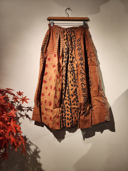 Retro Kakishibu Dyed Tenugui Long skirt