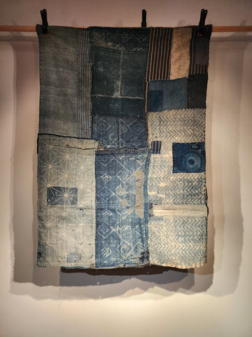 Vintage Japanese Katazome Indigo Patchwork Sashiko Futon Cover 88 x 120cm