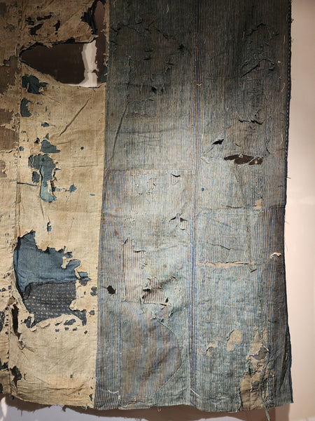 Antique Rustic Boro Japanese Indigo Sashiko Patchwork Futon Skin 155 x 125cm