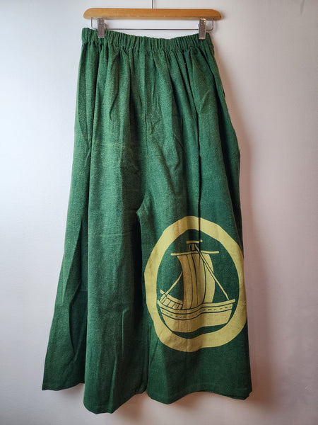 Sailboat Kamon Green Stonewash Hakama Pants