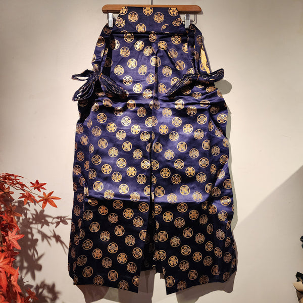 Vintage Blue Golden Kamon Hakama Pants L87cm
