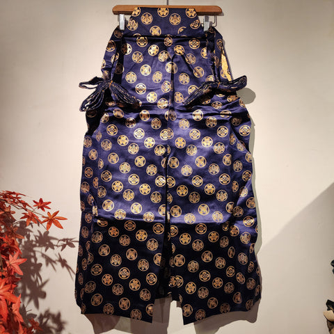 Vintage Blue Golden Kamon Hakama Pants L87cm