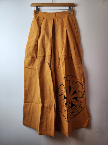 Water Wheel Kamon Mustard Stonewash Hakama Pants
