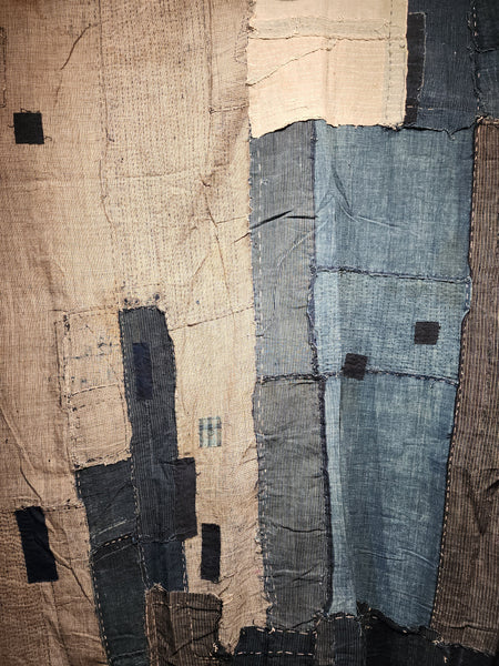 Vintage Boro Patchwork Sashiko Indigo Futon Skin Cover 208 x 140cm