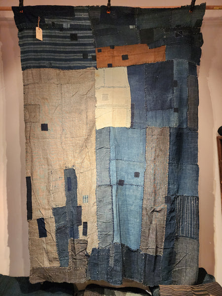 Vintage Boro Patchwork Sashiko Indigo Futon Skin Cover 208 x 140cm